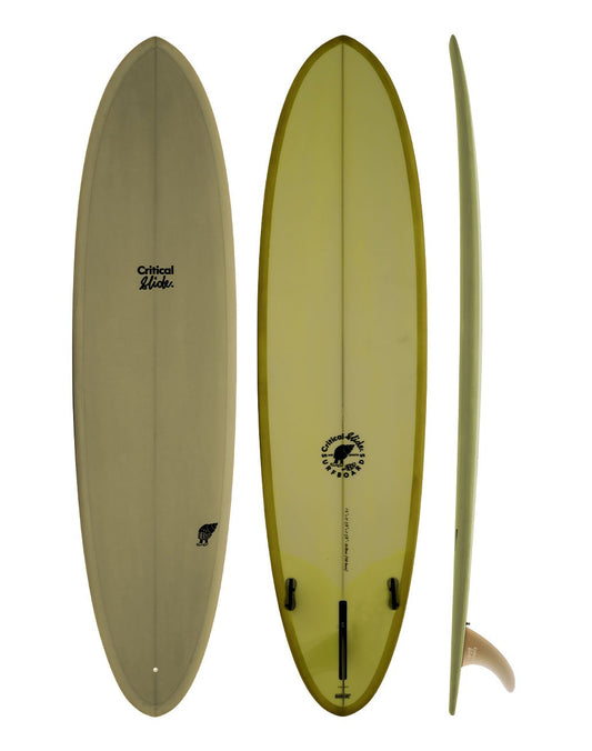 The Critical Slide Society Surfboards - Hermit jade colored mid length surfboard